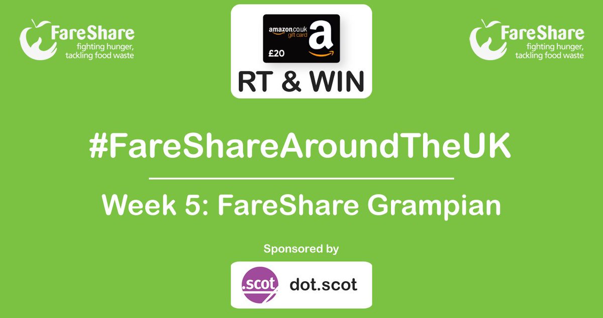 #FareShareAroundTheUK This week: FareShare Grampian (@CFINEAberdeen) Learn how @FareShareUK supports local charities & community groups around the UK. You could #Win a £20 Amazon voucher too. To enter: follow @FareShareUK @CFINEAberdeen & @dotscotregistry, RT & tag 2 friends.