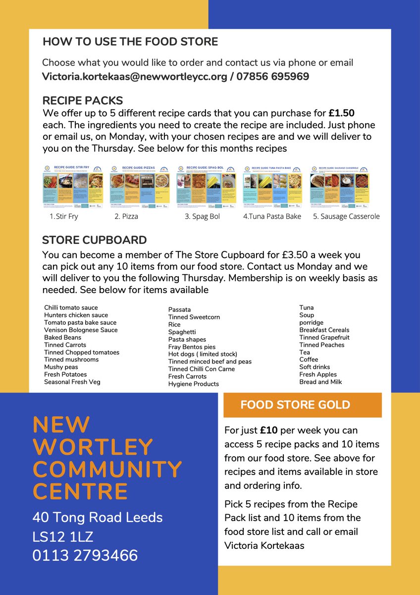 Today we are launching our new Project The Food Store. We all struggle sometimes and at New Wortley CC we know that access to healthy food can have a big impact on health and wellbeing. #CommunityMatters #TogetherLeeds
Find out more at newwortleycc.org/food-storage/