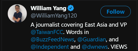 1/ Watch as a purported "journalist" covering East Asia and VP of the Taiwan Foreign Correspondent's Club commits journalistic malpractice on his TL