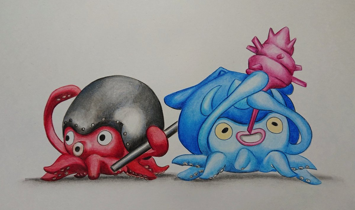 ケイ Dq10 紅蓮の魔剣士 色鉛筆でタコメットとだいおうキッズを描きました こうみえて仲良し のはず Dq10 Dqx Dqウォーク ドラクエ10 ドラクエx ドラクエウォーク イラスト 色鉛筆イラスト