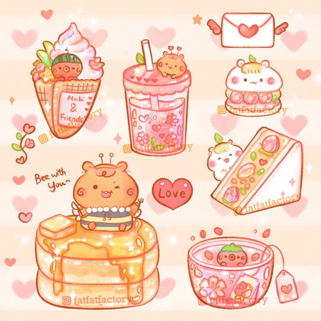 A bit late to post it but Mochi, Yuji , Momo and Mimi would love to share some Valentine’s Day dessert with you guys! ☺️
#HappyValentinesDay #cuteart #fooddrawing #cutefood #bobatea #ArtistOnTwitter #artshare #arttrain #pancakes #kawaiiart #kawaiidrawing #ValentinesDay