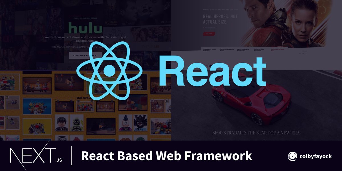 Next.js is a  @reactjs framework from  @vercel  It couples a great dev experience with an opinionated feature set to make it easy to spin up new performant, dynamic web apps  It's used by many high-profile teams like  @hulu,  @apple,  @Nike, & more   https://nextjs.org/ 