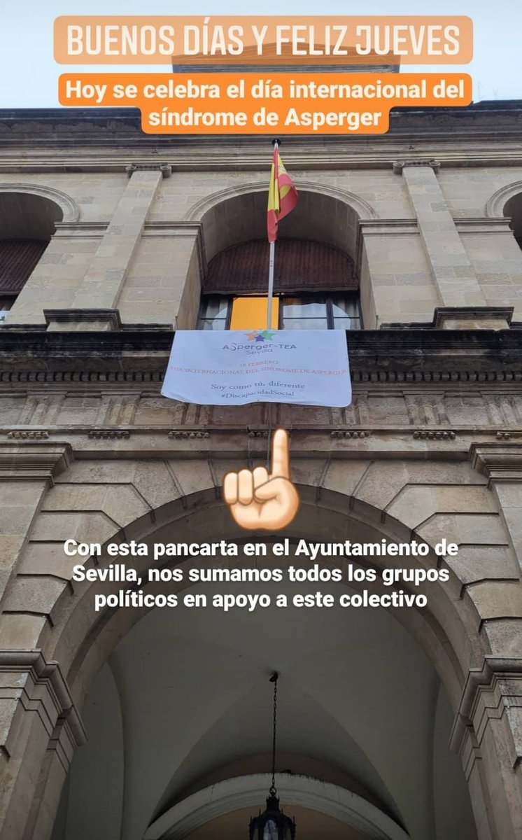 AspergerSevilla's tweet photo. Gracias al @Ayto_Sevilla por el apoyo al reconocimiento de la #DiscapacidadSocial.
#DíaInternacionalAsperger https://t.co/deoyhlNsoL
