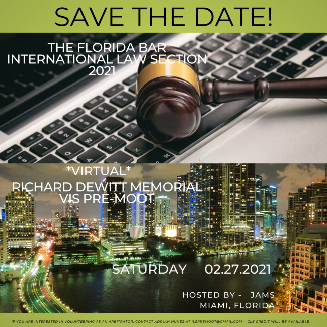 FlaBarILS's tweet image. Need Volunteer Arbitrators - 2021 Richard DeWitt Memorial Vis Pre-Moot! conta.cc/2ZpalL0