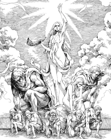 also not sure if this is relevant, but the parallels between this composition of armin/shifters and that of ymir and the nine titans strikes a chord for me. when this illustration is used within the ED, we see ymir's image slashed - could this tell the end of the titans powers? 