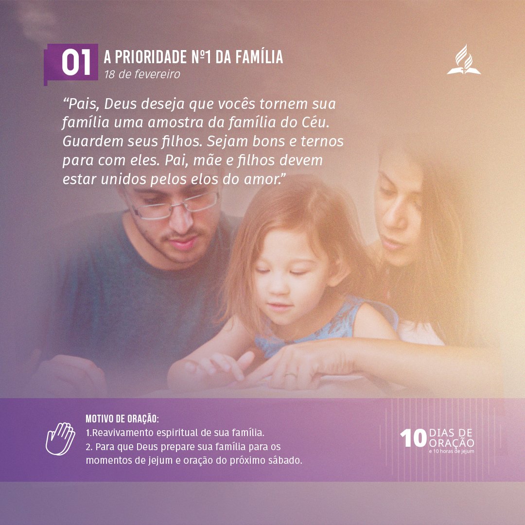 📆 Hoje, 18 de fevereiro, iniciamos nossa programação dos 10 Dias de Oração. 

Quem já está participando? 🙋‍♀️🙋

Participe desta jornada e faça um momento especial em família. 🥰 
#10DiasdeOração #Orandopelasfamílias