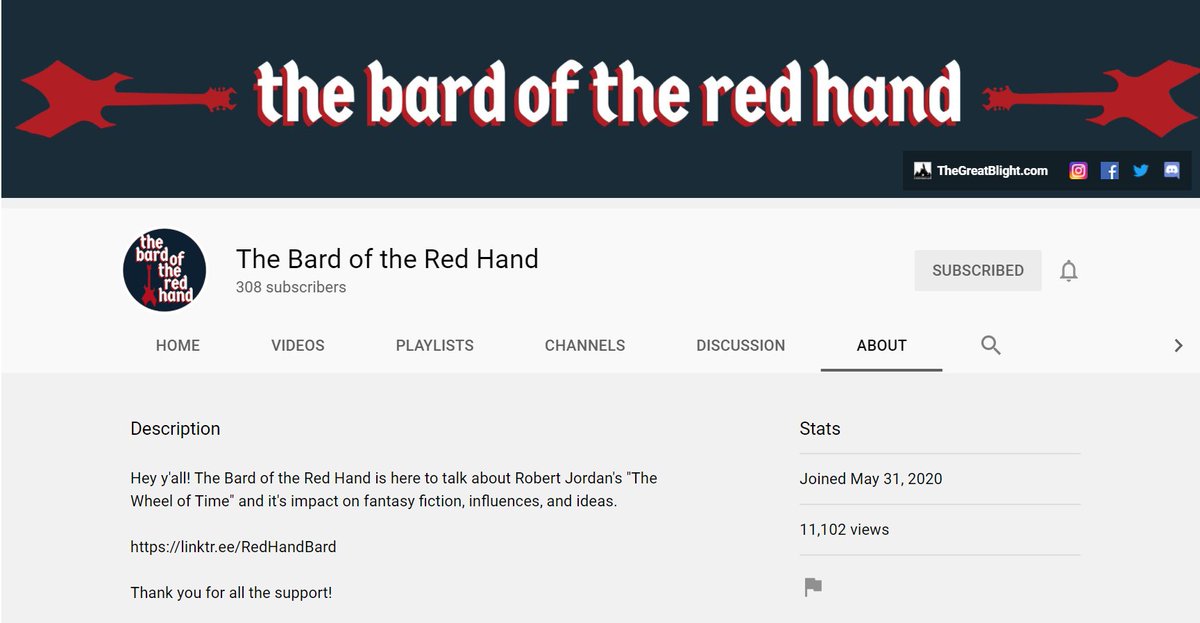 The Bard of The Red Hand @redhandbard See Descriptions in pictures below (Alt text included)Youtube:  https://www.youtube.com/c/TheBardoftheRedHandWebsite:  https://linktr.ee/RedHandBard&nbsp;Discord:  https://discord.com/invite/p7kjTDu&nbsp;