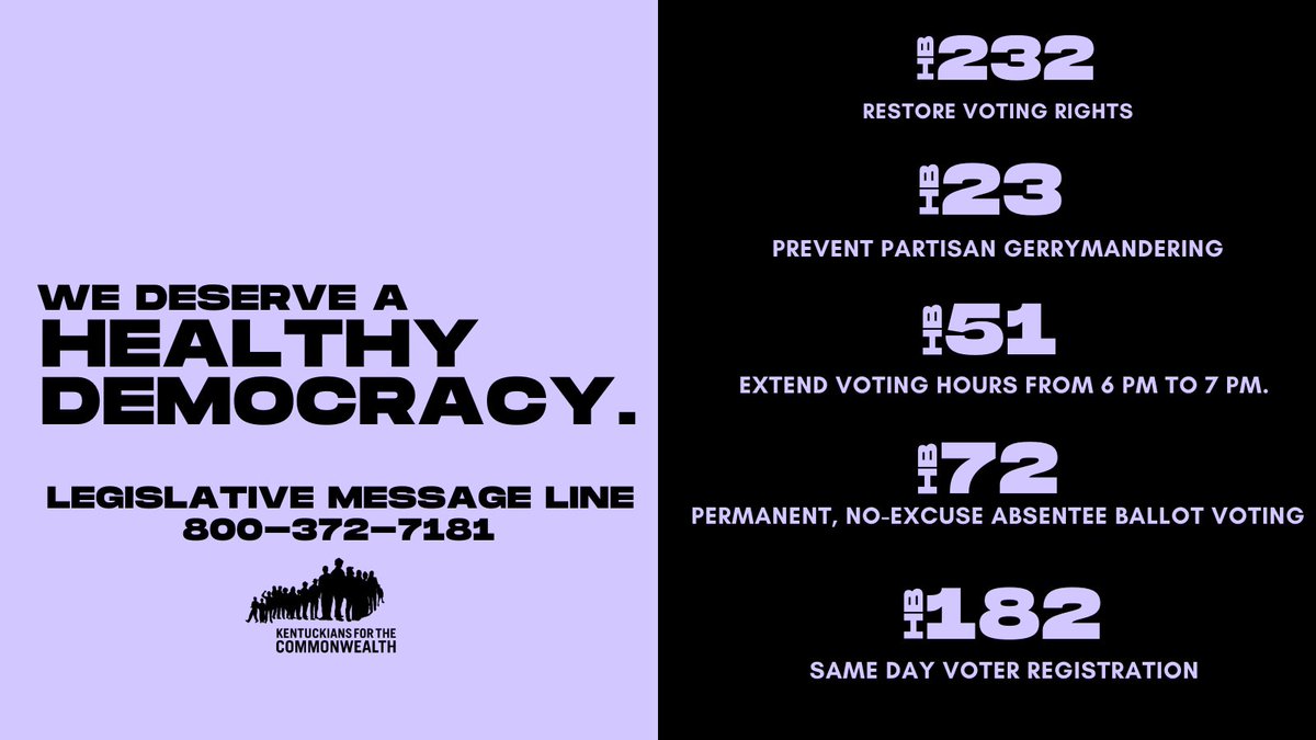 kftc's tweet photo. We deserve a #HealthyDemocracy! A democracy that thrives on equity and accessibility. Our Virtual Lobby Day for Healthy Democracy kicks off today at 9 AM ET/8 AM CT. Register for the event at https://t.co/qnD3BKPJth.

#ActionForDemocracy #ChooseKY #KYGA21 https://t.co/Bxl1j5HKhj