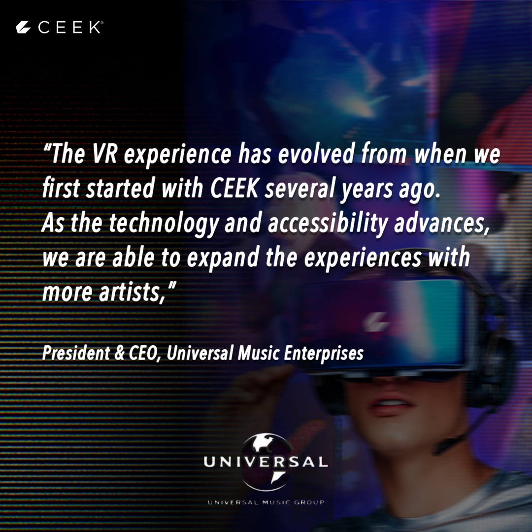 MarySpio's tweet photo. Thrilled to be growing our ever expanding #VirtualReality concerts and #VRExperiences with Universal Music and many of our great partners. Exciting times ahead :D
#ceekvr #universalmusic #VRlivestreaming #VirtualConcerts https://t.co/AS3jrnYvsm