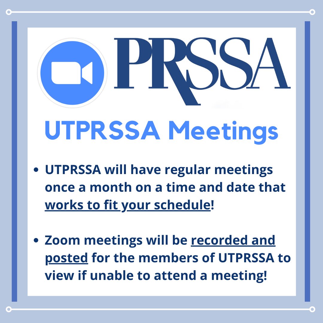 Important note about UTPRSSA meetings!