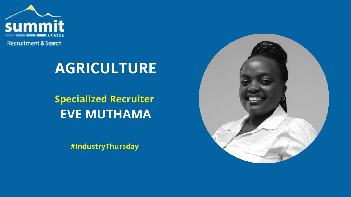 Eve is a seasoned recruiter who specialises in multiple industries; one of which being agriculture across Africa. 

Click on the link bit.ly/3jIMFdR to learn more about her and the industry. 

#SummitsIndustryThursdays #AgriculturalRecruitment #TopRecruitersAfrica