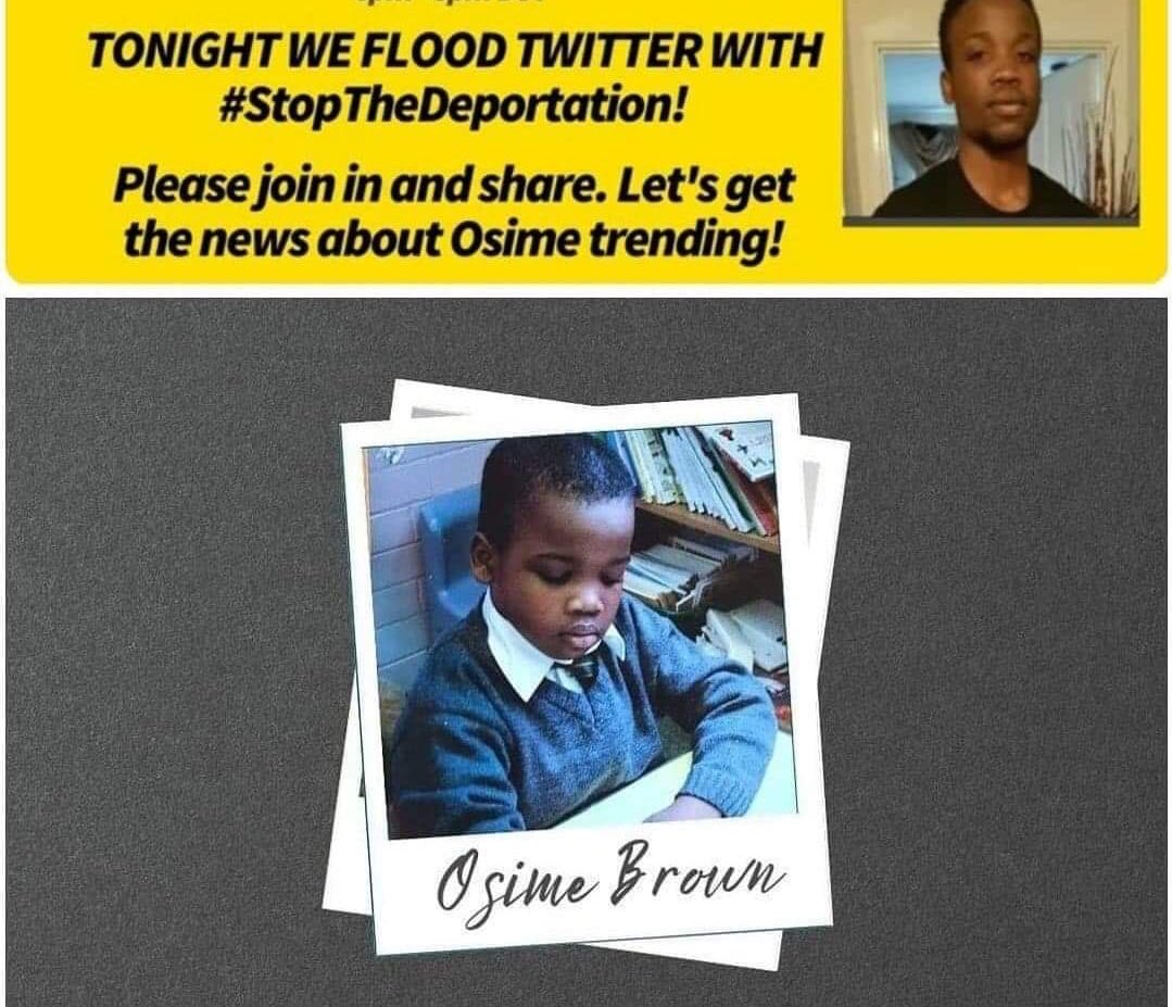  #StopTheDeportation  #OsimeNeedsHisFamily  #JusticeForOsimeBrown  https://linktr.ee/Justiceforosimebrown @FreeOsimeBrown