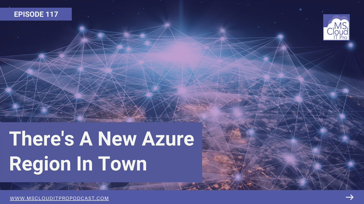 msclouditpro's tweet photo. In today's episode, @BenStegink and @ciphertxt talk about the new regions coming to @Azure in the United States, #serviceavailability by region and the availability of #AvailabilityZones in US South Central, and more.
#AzureStorage, #Microsoft, #Podcast
https://t.co/PPjAEedAe4 https://t.co/FN0ERJXjFD