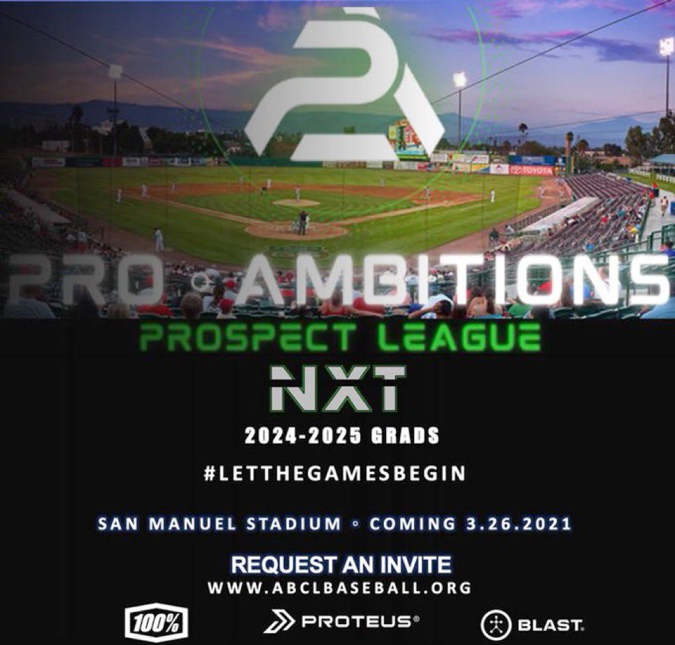 Calling all 2024-2025 Grads - think your NXT?! Coming 3.26.21 to San Manuel Stadium 🏟 Request your invite now @pro_ambitions where WE PLAY! #LetTheGamesBegin #LetTheKidsPlay #ProspectLeague #ProAmbitions #LevelsToThis #ChessNotCheckers #US>them 🤫