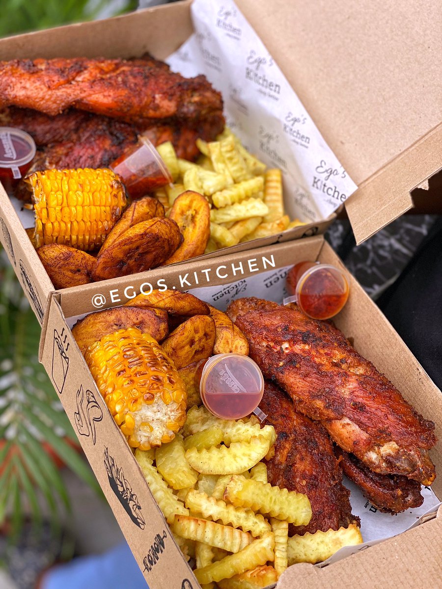 Egos_kitchen's tweet photo. Back with yummy 😋 treats 
Our treat- me box will be available for delivery tomorrow.
Price : 7000 

3 pieces of grilled turkey 
Sweet potatoes and plantain fries 
Sweet corn with chili sauce . 
 Call or WhatsApp 0809 567 6786
#egoskitchen #chopbetter https://t.co/FSWLPsEtyO