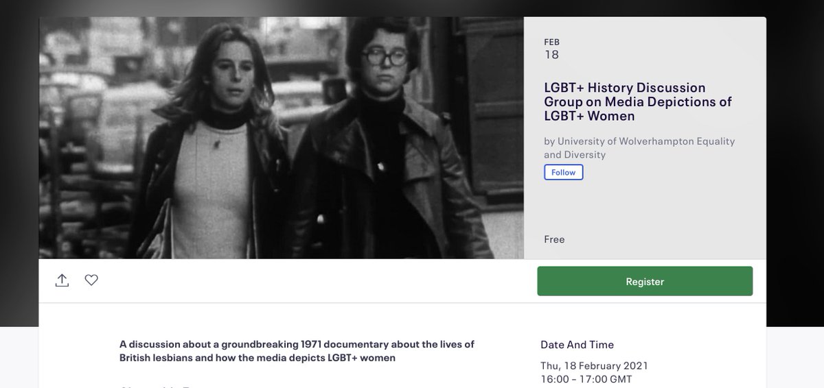 WomensHistNet's tweet photo. Another great event going on during LGBTQ+ History Month - LGBT+ History Discussion Group on Media Depictions of LGBT+ Women 18.02.21 4-5pm
https://t.co/0Z81kqBg4q https://t.co/Sol2PpWBrh