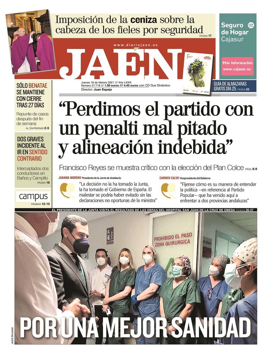 bicciolo's tweet photo. El presidente de la Junta inaugurando las obras de la nueva Reanimación y la nueva UCI del Hospital San Juan De la Cruz. Una magnífica acogida por un personal deseoso de mejoras. https://t.co/hQYsJnjZkQ