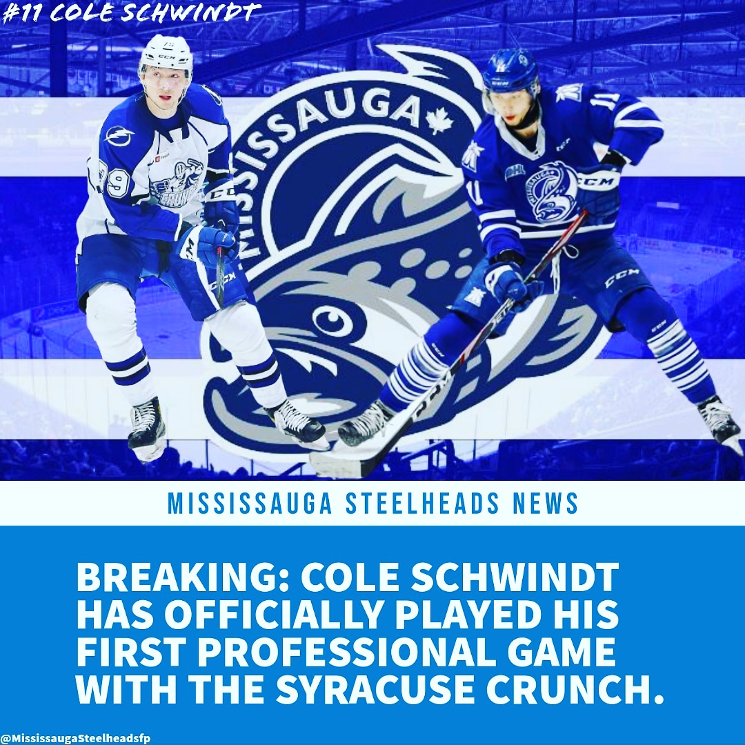 MississaugaSte1's tweet photo. Congrats to Cole Schwindt on playing his first professional game with the @SyracuseCrunch !

@C_Schwinny10 
#Mississauga 
#MississaugaSteelheads 
#Ohl
#HockeyTwitter 
#ColeSchwindt 
#Ontario https://t.co/fRhVvDXLjN