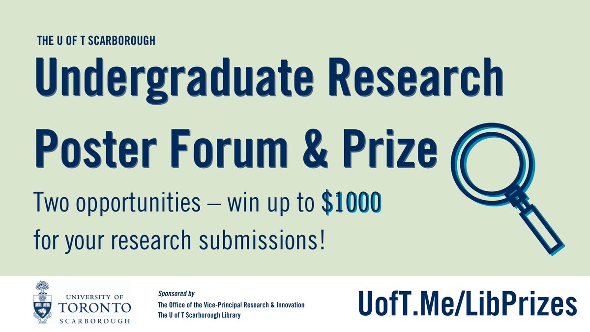 UTSCLibrary's tweet image. #UTSC Students: ⏰The submission deadline for the Undergraduate Research Poster Forum is THIS Tuesday, Feb. 23 at 11:59pm. Showcase your research or creative project and win up to $1000! ➡️Learn more: utsc.library.utoronto.ca/research-poste…