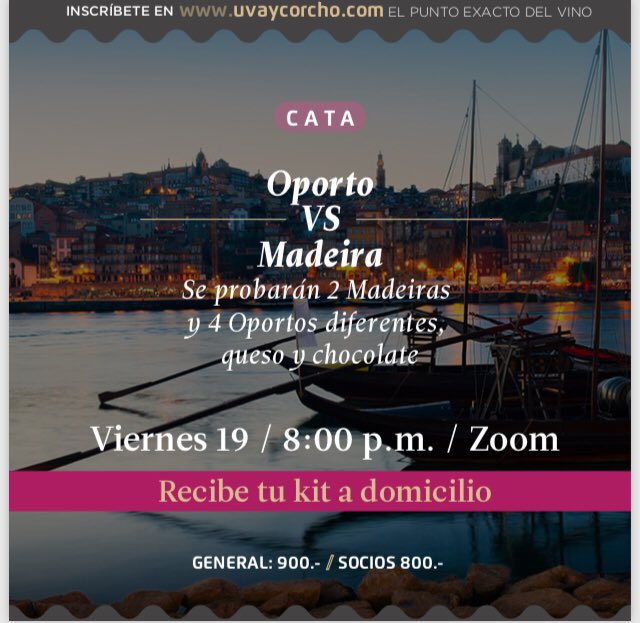 UvayCorcho's tweet photo. Cata de Oportos y Madeiras mañana vía Zoom todavía hay jejeje https://t.co/lANnurJv82