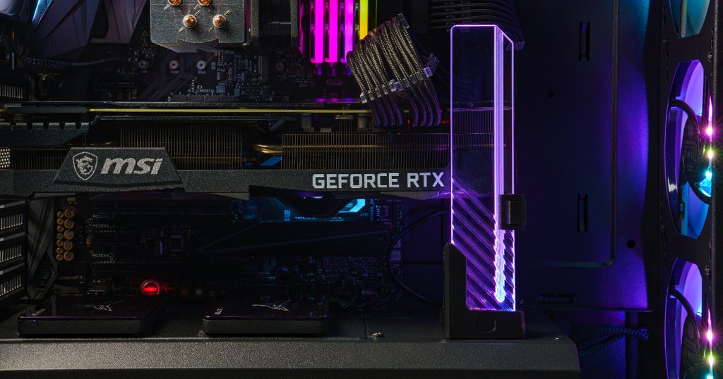 Twitter 上的 Master："Need a new GPU bracket for your shiny new The ARGB GPU Support Bracket launches now! 🌈💜 Tempered glass, addressable RGB, and edge-lighting all crammed into a