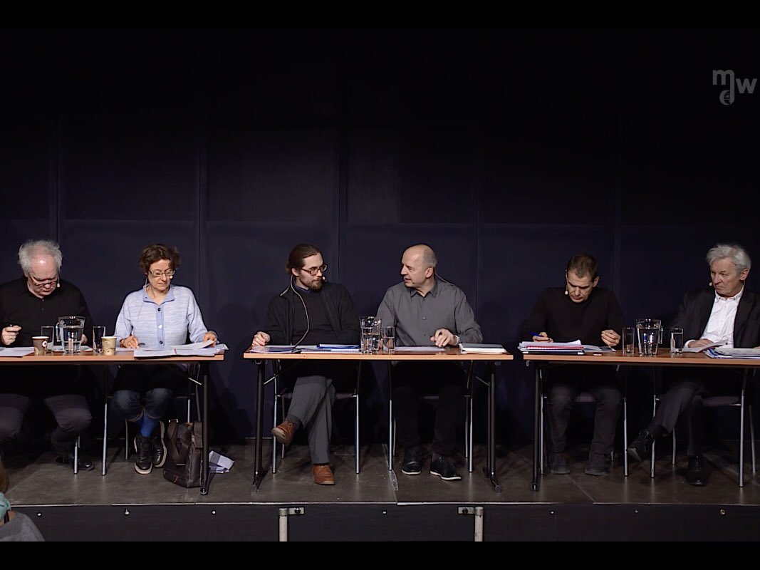 Memories 

Mauricio Kagel Composition Competition 2019

Public discussions Jury from left to right:
Michael Jarrell, Isabel Mundry, Clay McMillan, Moderation: Johannes Marian, Marco Stroppa, Robert HP Platz 

#memory #greatmemories #backin2019 #ourjury #ourhost