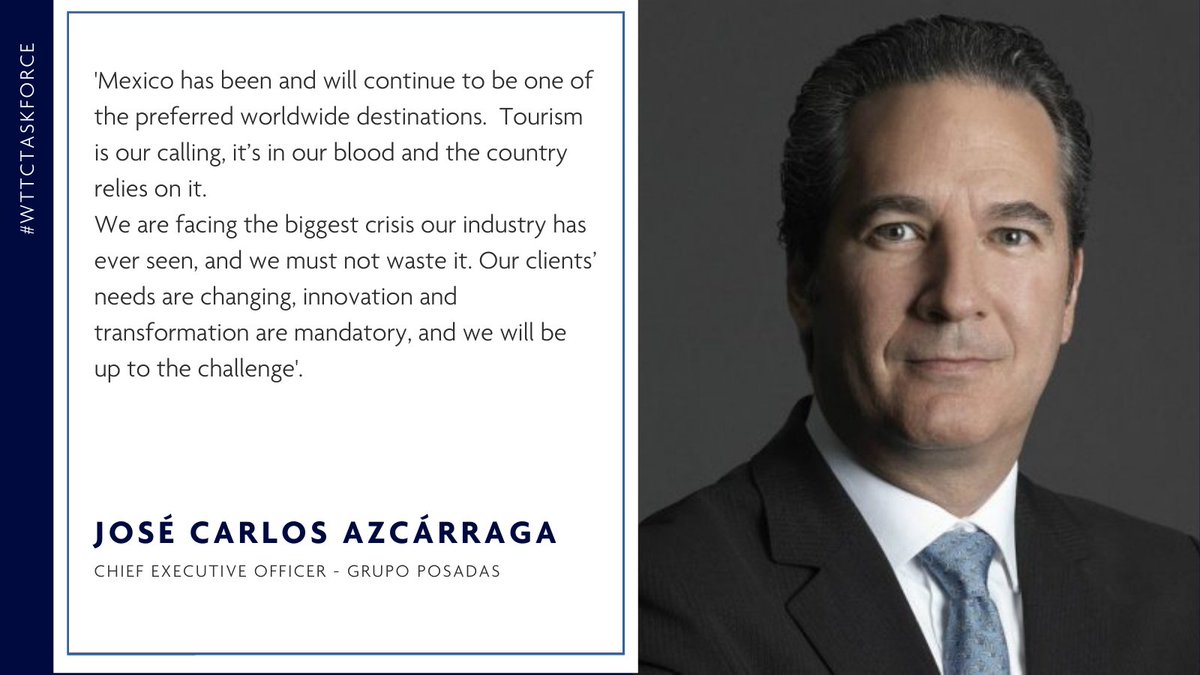 Every week our members and guest speakers are invited to join the #WTTCTaskforce, a platform used to give insights by WTTC, our members and governments to share different experiences.
Yesterday José Carlos Azcárraga from #GrupoPosadas shared his thoughts on the current situation: