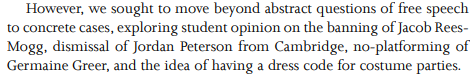 Here is the first mention of the Greer at Cardiff incident in Kaufmann's report. It refers to the "concrete case" of the "no-platforming of Germaine Greer". Any reasonable reader would assume that refers to an incident of no-platforming instead of its opposite.