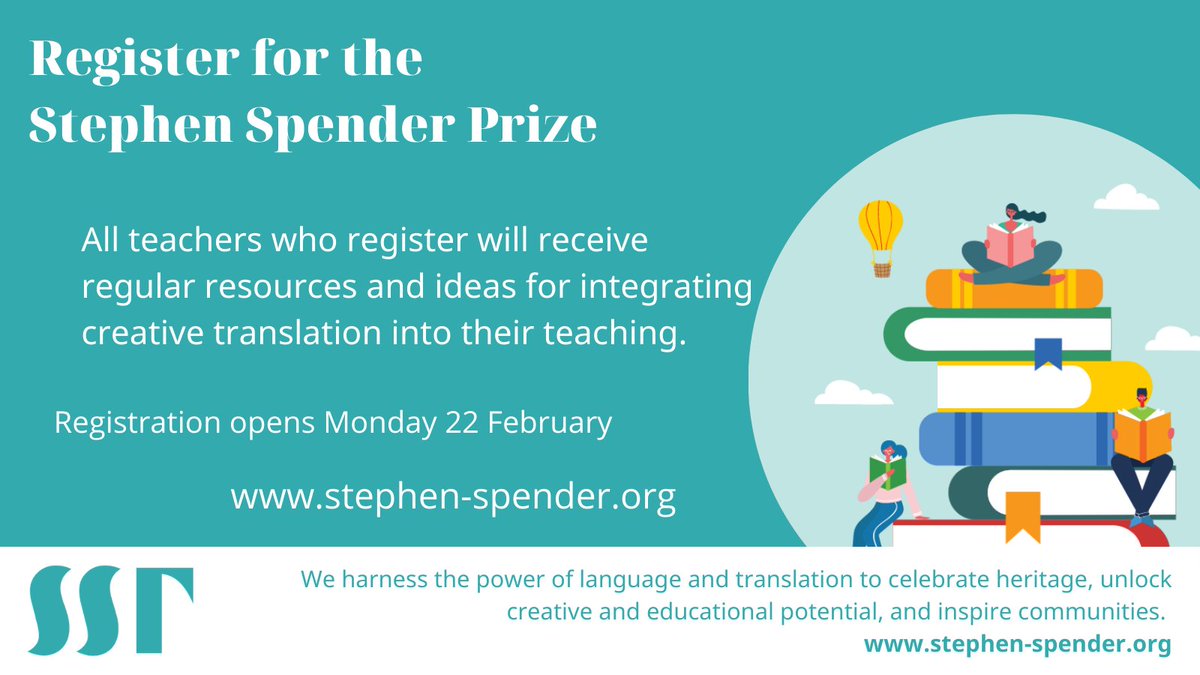 charlotteryland's tweet photo. A new thing! From Monday, teachers will be able to register for the @StephenSpender Prize and receive regular creative translation resources &amp; activities, leading up to the launch of the prize in May. #mfltwitterati @ALL4language @EAL_naldic #TranslationThursday https://t.co/8lCCCJOMmU