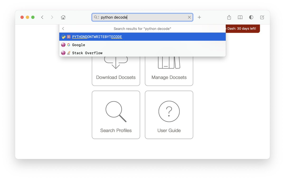 torarnv's tweet photo. @jiayi0x10 @kapeli Fully agreed! Unfortunately it looks like Dash 6 has the same inefficient search UX as Dash 5 😢 If it could just show the results *instantly*, instead of requiring confirmation... 👇 https://t.co/KOFeZdyuPl