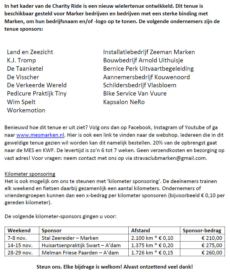 MarkerNews's tweet photo. Nieuwsbrief 'Charity Ride voor MES &amp; KWF' februari 2021
https://t.co/E7DR203bXP #Marken #MesMarken #StravaClubMarken #MarkerCharityRide #doneeractie @RoosRP @uncledomie https://t.co/JbX5wLyxVm