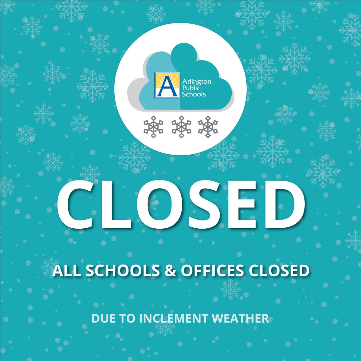 In-person and distance learning are canceled for all students today, Thursday, Feb. 18, due to inclement weather. APS school buildings and offices will be closed.