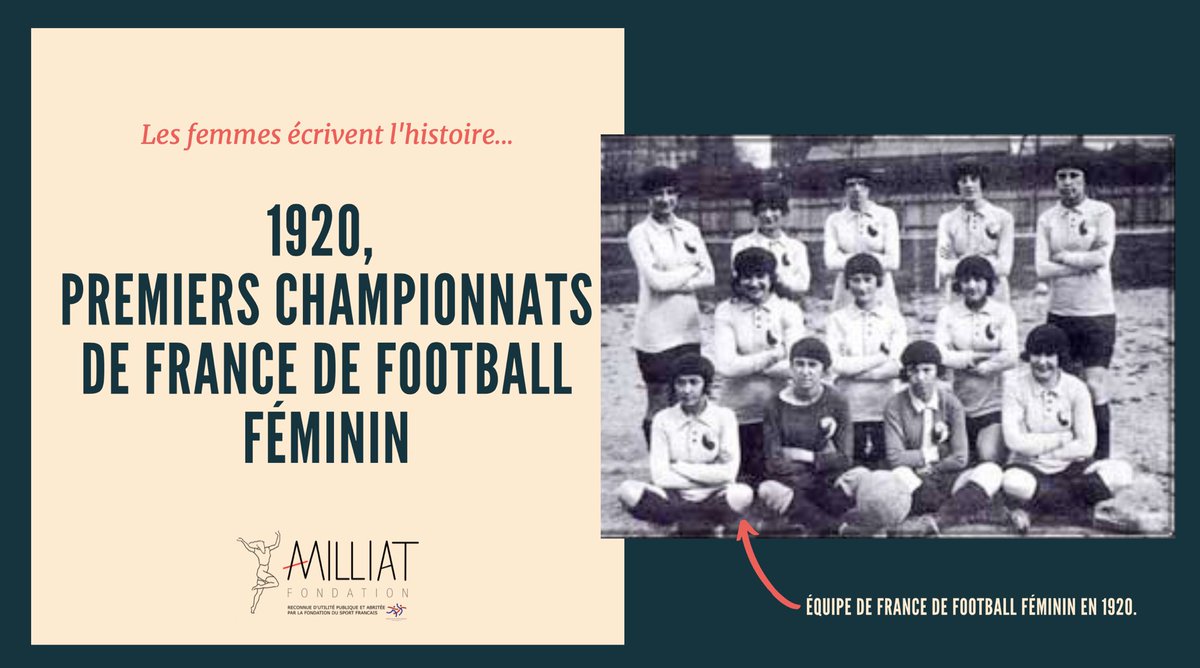 FAMilliat's tweet photo. [ 𝙅𝙀𝙐𝘿𝙄 𝘼𝙇𝙄𝘾𝙀 𝙈𝙄𝙇𝙇𝙄𝘼𝙏 ] #4

En 1920, la Fédération Sportive Féminine Internationale organise les 1ers championnats de France de football féminin avec la création de l’équipe de France de ⚽️ féminin la même année. 

#ShareMilliat #EllesSontSports #WomenAreSport https://t.co/Knzoz1oLWR