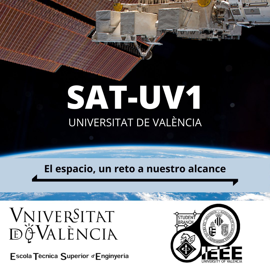 Os presentamos el Proyecto SAT-UV1, un proyecto creado por alumnos de la <a href="/ETSEUV/">ETSEUV</a> con el objetivo de poner un satélite en la órbita terrestre.   Más info en espacial@uv.es y nuvol.uv.es/owncloud/index…