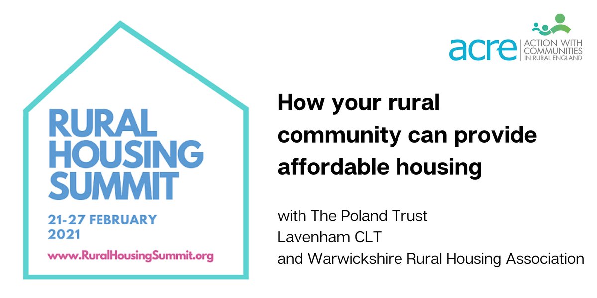 LAST ORDERS! Sign up for this #RuralHousingSummit event next Monday at 4pm to find out how your #rural community can provide affordable housing locally

eventbrite.co.uk/e/how-your-rur…