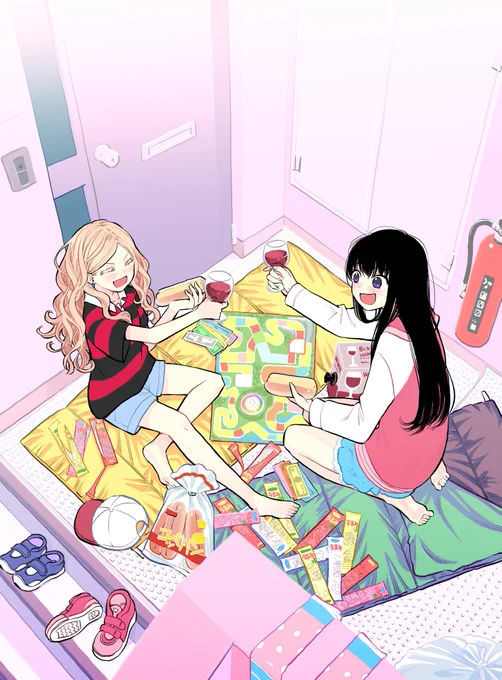「#ふたりエスケープ」第2巻は3月17日(水)発売❗
表紙イラストはカラフルな締め出しパーティー??お楽しみに? 