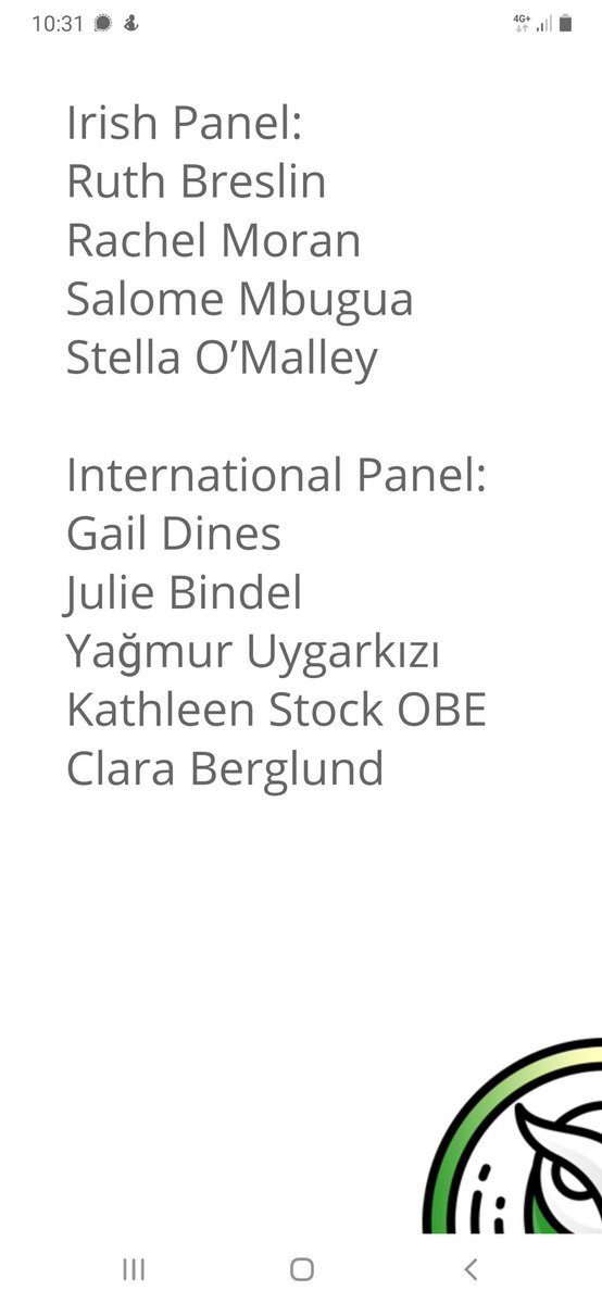 I'm personally going to pay less attention to the new women's lobby group as the 2 organisations in it are basically just run by 1 person each. I'm going to pay more attention to the speaker list, especially the Irish panel