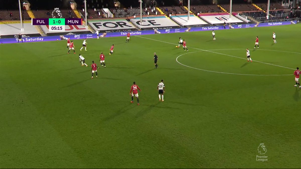 Le travail sur la coordination défensive est également nécessaire. En effet, outre de graves problèmes de communication sur les centres au second poteau, les défenseurs de Manchester United ont également un problème d’alignement lorsque ils jouent le hors-jeu.