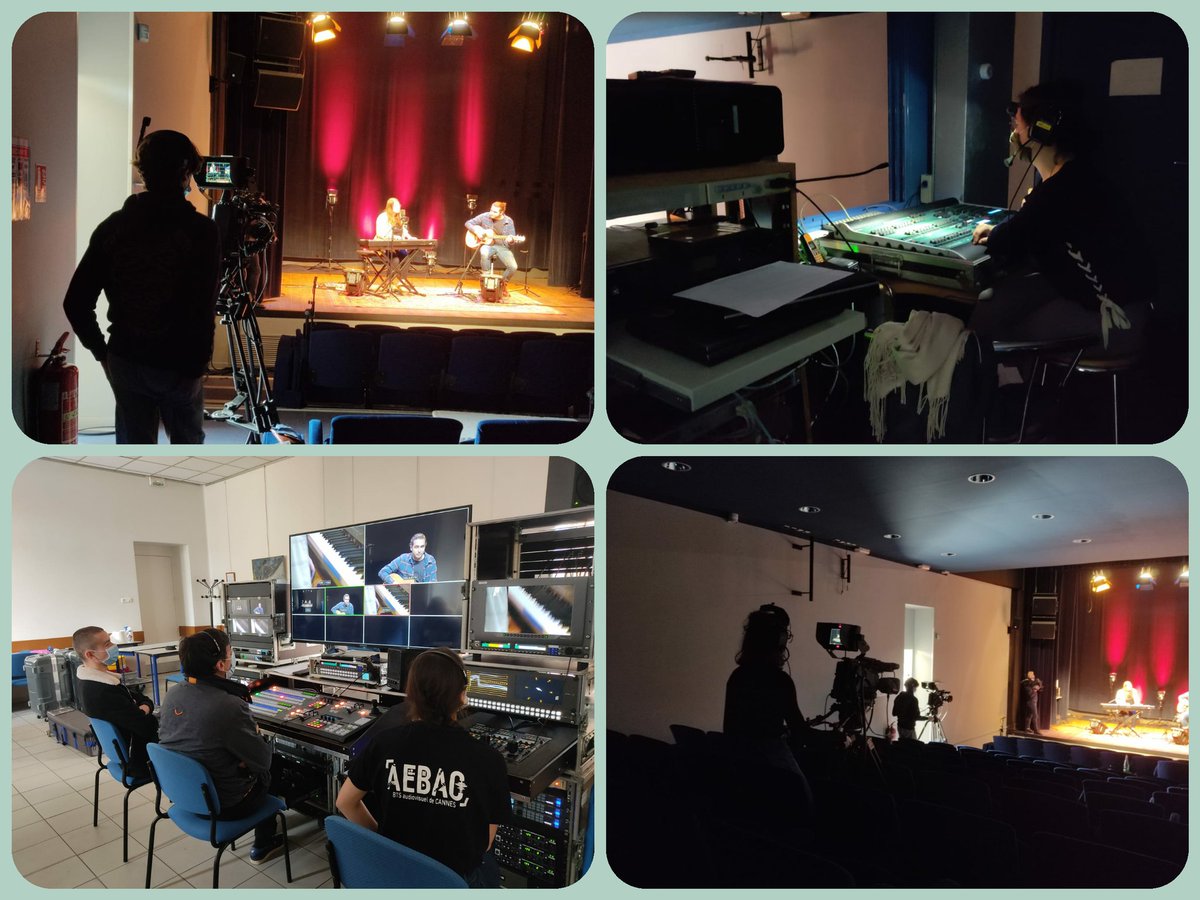 ProviseurC's tweet photo. BTS audiovisuel
"La pépinière d'excellence"
Production de mini-projets, avec MM. Taylor et Olivier à la réalisation.
Duo de chanteuses, Christelle et Loane, anciennes étudiantes "coachées" par leurs pairs des filières son, image, montage exploitation et production.
Bravo ! https://t.co/PgASQVshCG