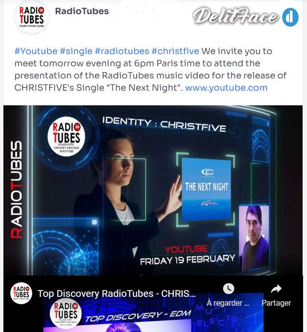 SpinDoctor_Set's tweet photo. #delitface #radiotubes #trendingplaylists #ChristFive #spotify Sortie 19 Février 2021 du nouveau Single de CHRITFIVE " The Next Night" dès demain sur les playlists de RadioTubes. RDV  demain 18h pour l'avant première sur Youtube . https://t.co/OE27FFACO5 https://t.co/eYO30eLKXW