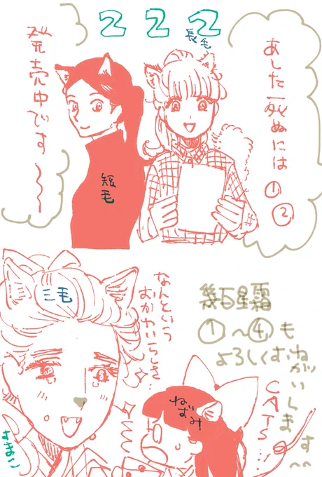 去年の猫の日のらくがき 