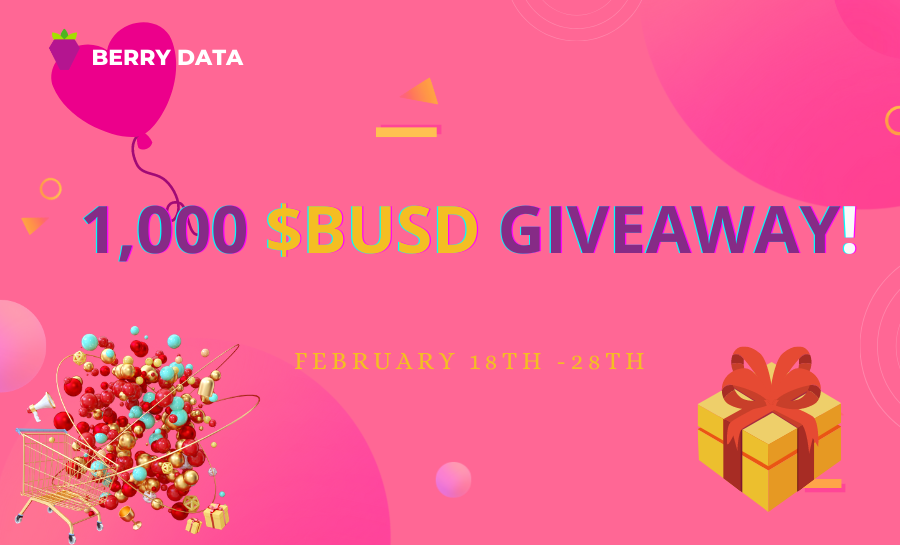 🍓#BerryData $1,000 $BUSD GIVEAWAY! 🍓

How to enter:
🔶Follow <a href="/berry_data/">Berry Data</a> 
🔶RT &amp; @ 3 friends
🔶Join Telegram t.me/berrydata
🔶Like on CoinGecko bit.ly/3uczC9E

☑️Fill: bit.ly/37ptUYd

🎀100 lucky winners who complete all tasks will get 10 $BUSD each.