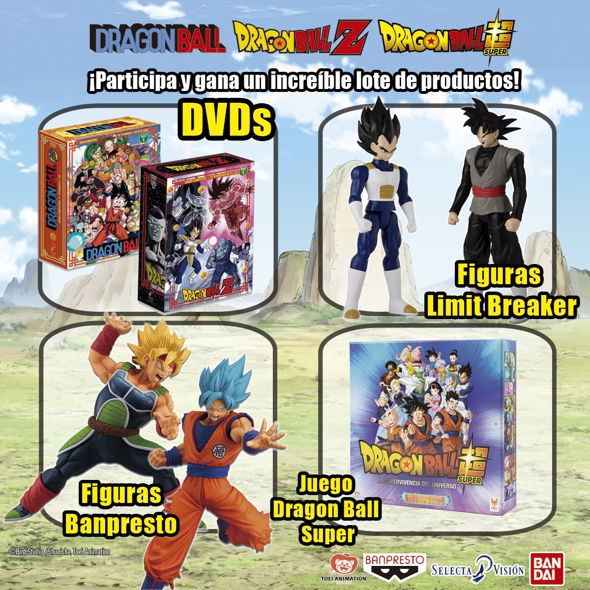 Bandai_es's tweet photo. 📢SORTEO📢 
¡Las nuevas figuras Dragon Ball Limit Breaker han llegado y para celebrarlo tenemos un lote de productos🔝 ¿Lo quieres?
✅ Haz RT
✅ Sigue a @banprestospain, @SelectaVision y @Bandai_es
✅Menciona a un amig@ con #NuevasFigurasDragonBall

Bases: https://t.co/dS8o2LJSCD https://t.co/6yT3Jj3raq