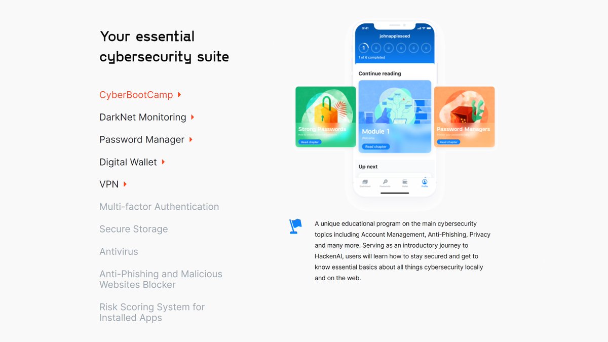 8/11 HackenAIHackenAI is a set of mobile and web-based applications that protects users online.HackenAI privacy and security apps include: $HAI