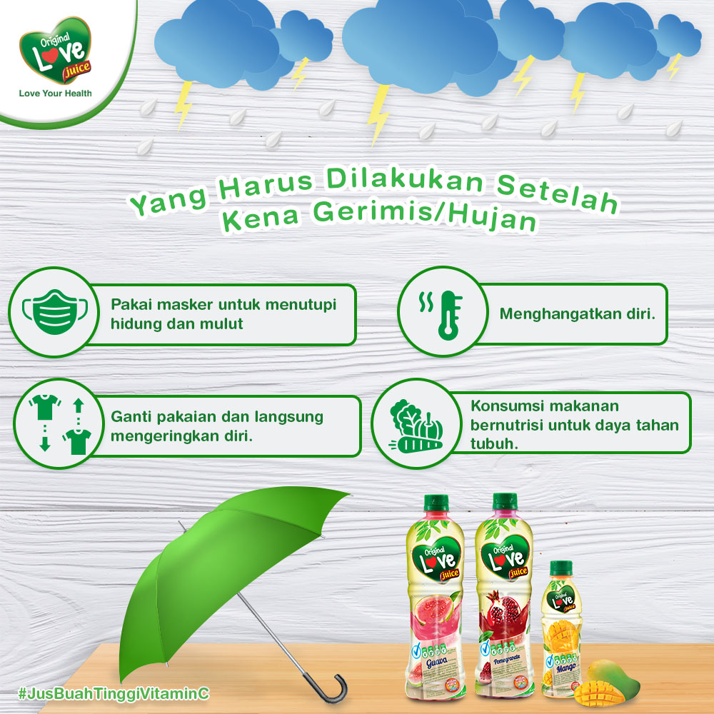 Lovely People, apakah kamu termasuk orang yg percaya bahwa gerimis itu lebih membuat orang rentan terkena pilek/flu dibandingkan dgn hujan?

Coba yuk share opinimu di kolom komentar. 

Setelah itu cek selengkapnya di gambar

#LoveJuice #JusBuahTinggiVitaminC #JusBuahTinggiSerat