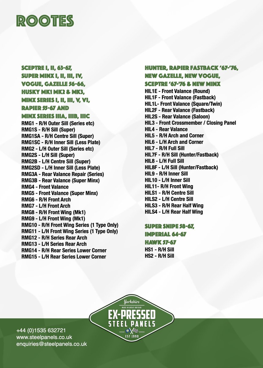 ExPressedSteel's tweet image. Panels we produce for Rootes Group vehicles.

steelpanels.co.uk/category/hillm…
steelpanels.co.uk/category/humbe…
steelpanels.co.uk/category/singe…
steelpanels.co.uk/category/sunbe…

#Rootes