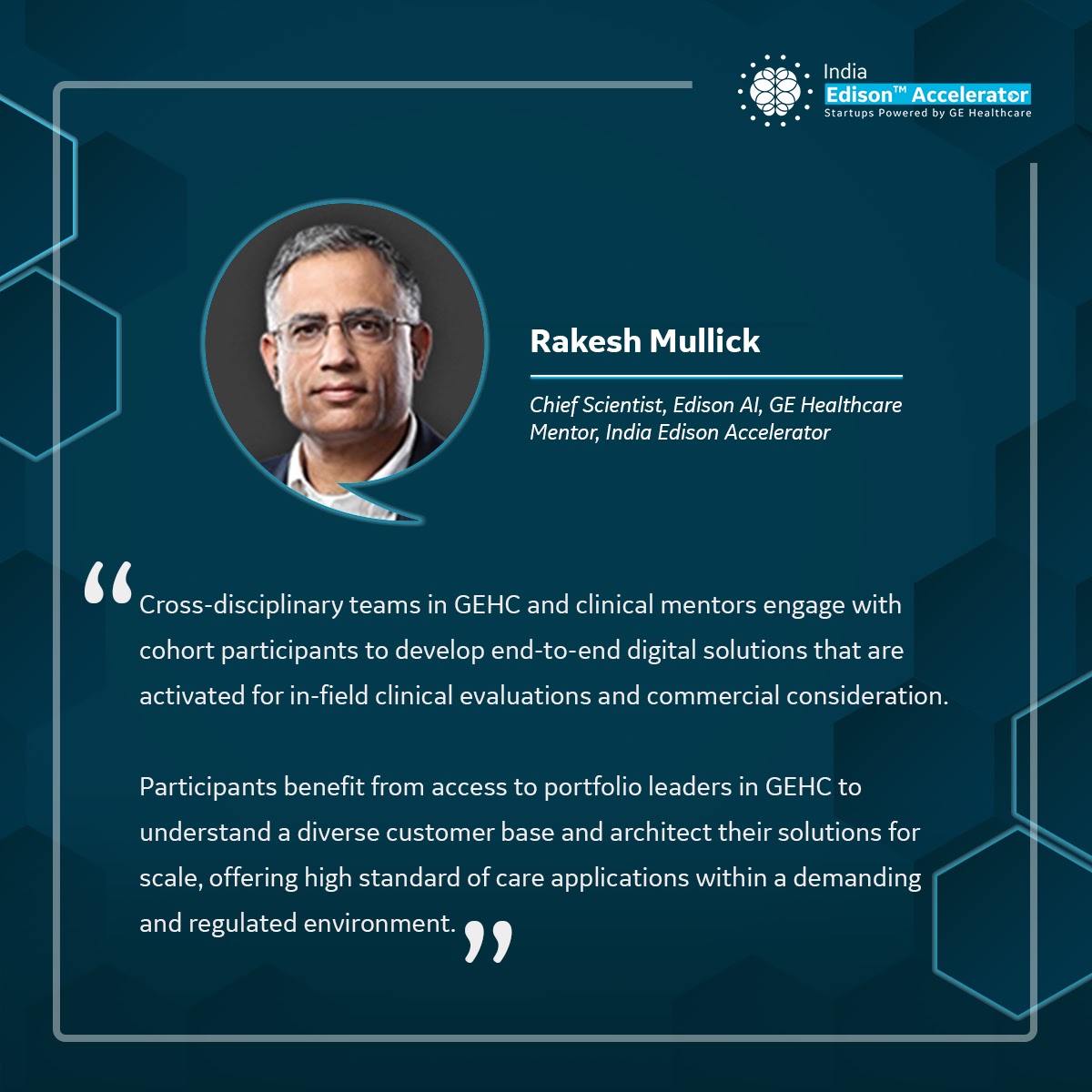 GEHCI_Xlerator's tweet photo. While mentoring our cohort participants, GEHC teams have also been reverse-mentored by them. Rakesh Mullick elaborates on this win-win proposition that’s enabling new businesses meet massive demand for quality healthcare. #IndiaEdisonAccelerator #LeadershipThoughts https://t.co/h0mnNreSpg