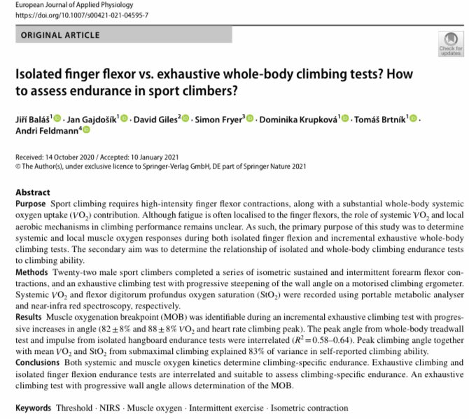 DrSiFryer's tweet image. Nice to see our latest paper assessing muscle oxygen breakpoints and gas exchange threshold in rock climbers published today in @EJAP_official conducted with @Latticetraining .link.springer.com/article/10.100… #sportscience #RockClimbing @UoGCASES @UoG_SEHW