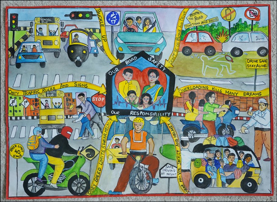 One Art Center - Easy Road Safety Poster Drawing for kids | Facebook-saigonsouth.com.vn