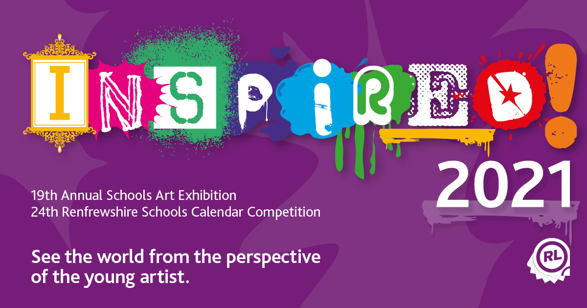 1 week to go! We have received some incredible artworks already, but we can’t wait to see more Renfrewshire School's entries to Inspired 2021. Please email pictures of all artworks to us by 21st February. Click on this link for more details: renfrewshireleisure.com/inspired-exhib…